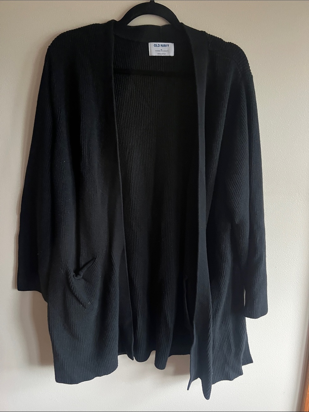 Old Navy Black Open-Front Rib Knit Cardigan